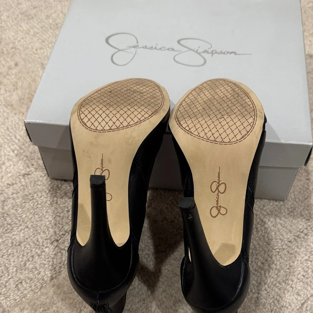 Jessica Simpson Black Peep-Toe Heeled Boots - Picture 4 of 4